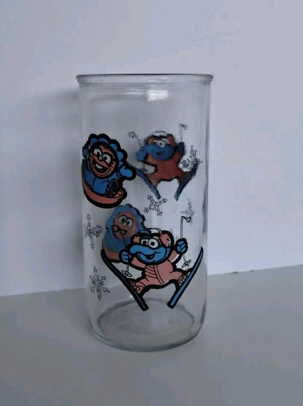 1989 The Muppet Babies Kraft Vintage Jelly Jar Glass - Gonzo and Animal